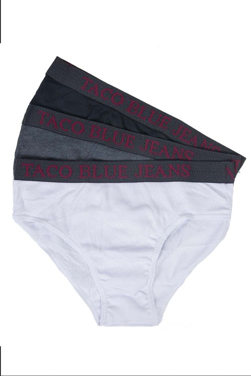 Kit De Cueca Slip Blue Jeans Pto/Graf/Bco