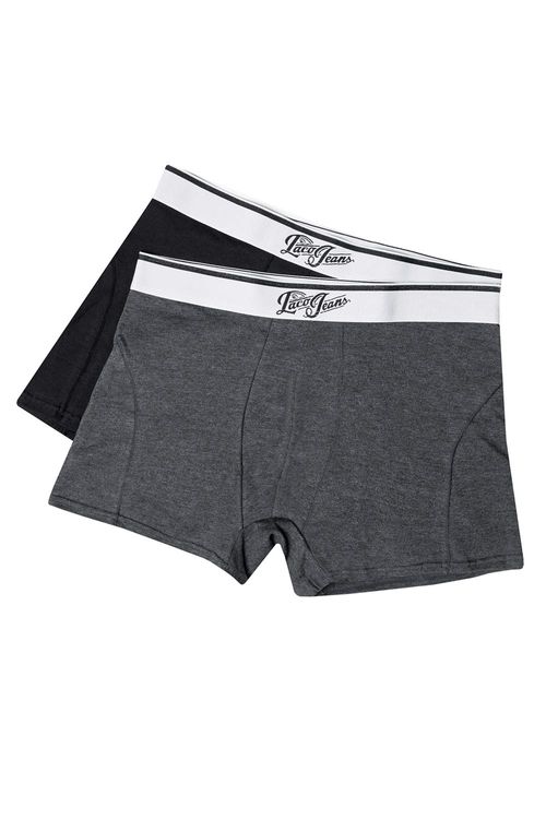 Kit De Cueca Boxer Preta/Grafite