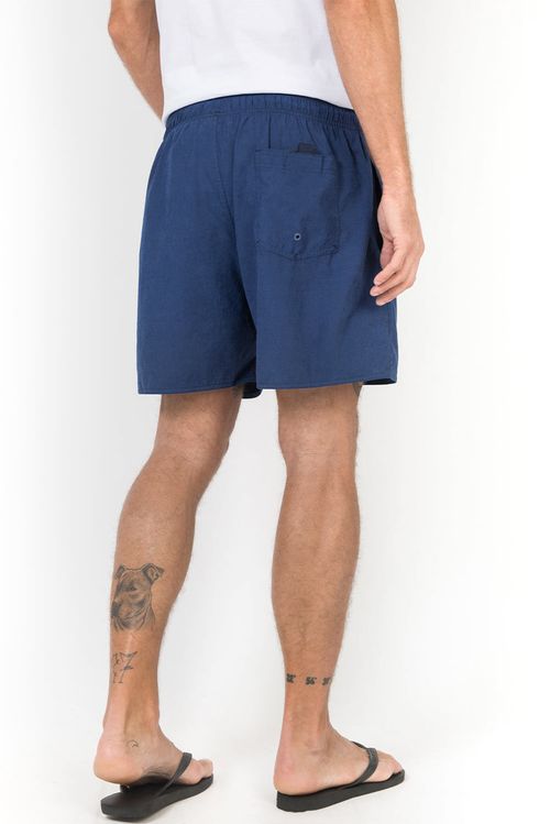 Short Liso Com Cós Elástico Azul Marinho