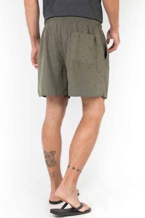 Short Liso Com Cós Elástico Verde Militar