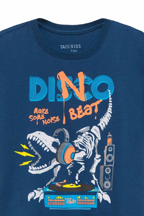 T-Shirt Infantil Estampada Dino Azul Marinho