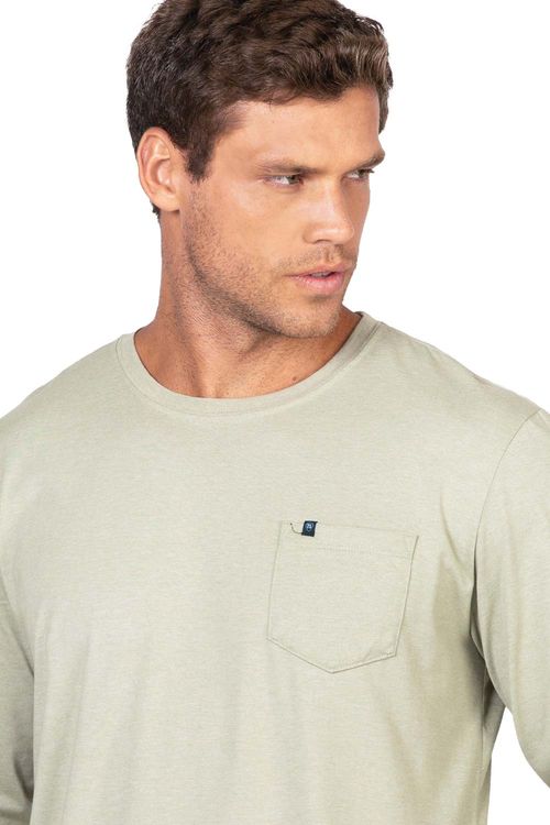 T-Shirt De Manga Longa Com Bolso Verde