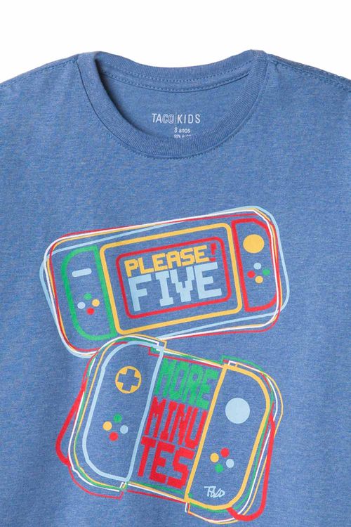 T-Shirt Infantil Estampada Five Azul Jeans