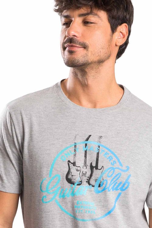 T-Shirt Estampada Guitar Cinza