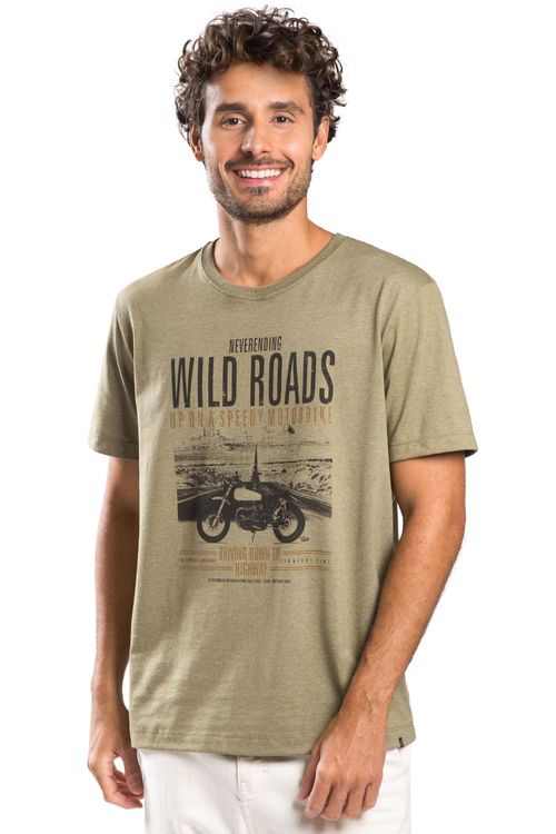 T-Shirt Estampada Roads Verde Militar