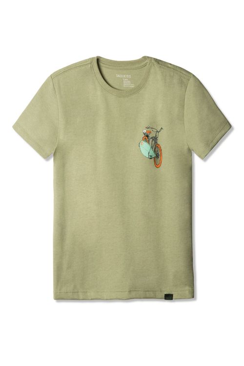 T-Shirt Infantil Estampada Bike Verde Militar