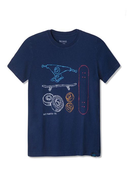 T-Shirt Infantil Estampada Skate Azul Marinho