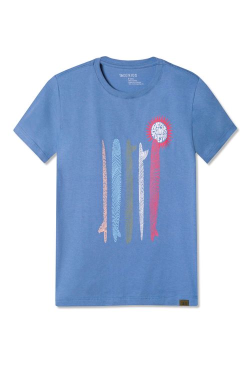 T-Shirt Infantil Estampada Pranchas Azul Jeans