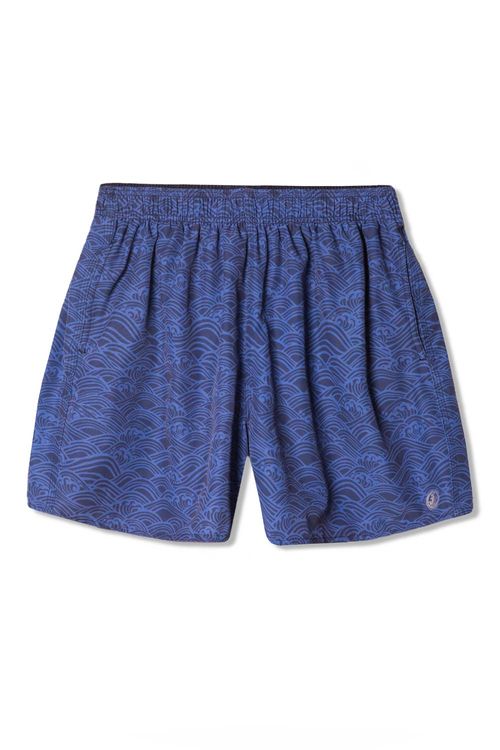 Short Estampado Waves Flex Azul Escuro