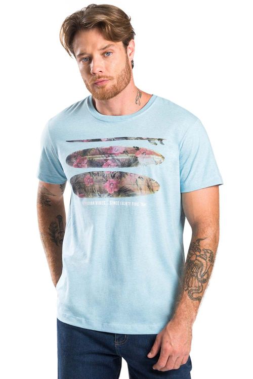 T-Shirt Estampada Surf Azul Claro