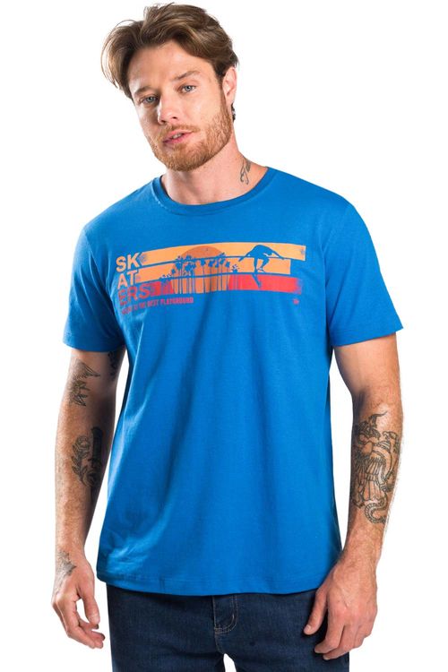 T-Shirt Estampada Montanha Azul Royal