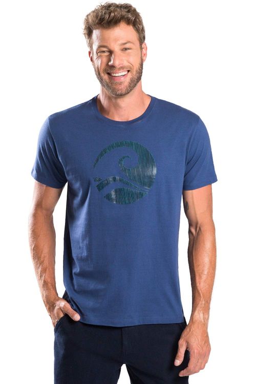 T-Shirt Estampada 3d Azul Marinho