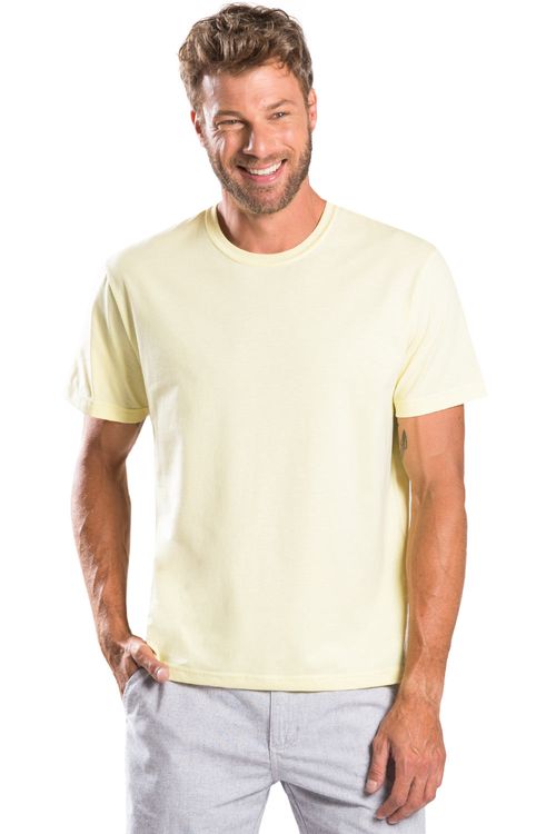 T-Shirt Básica Mescla Comfort Amarelo Claro