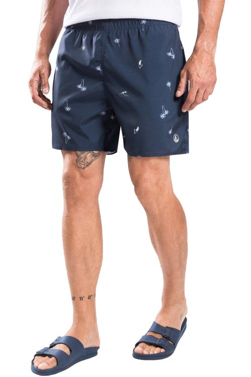 Short Estampado Mini Coqueiro Azul Marinho