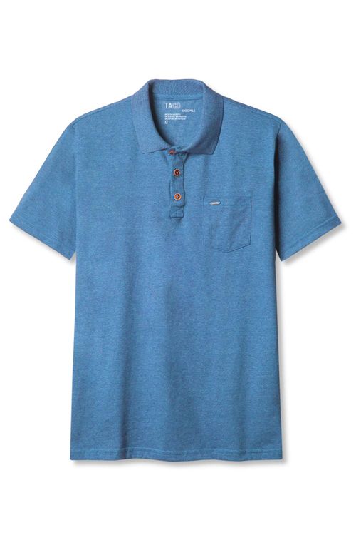 Polo Básica Fit Com Bolso Azul