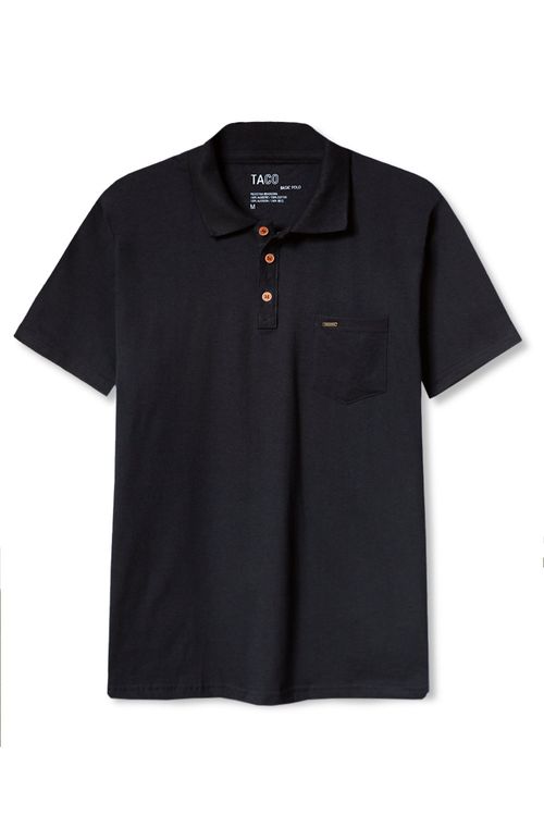 Polo Básica Com Bolso Preta