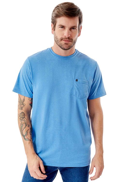 T-Shirt Comfort Com Bolso Azul Royal
