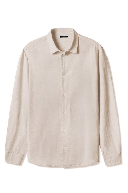 Camisa Linho Manga Longa Khaki