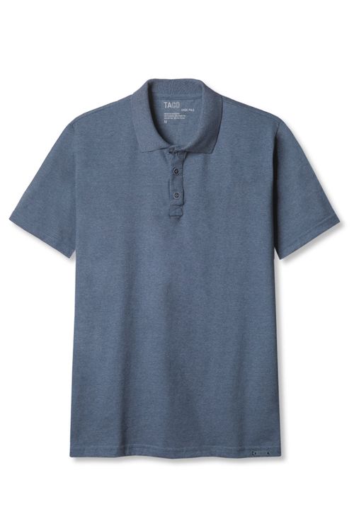 Polo Básica Fit Mescla Azul Marinho