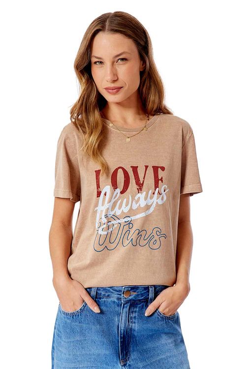 Blusa Estampada Love Wins Khaki
