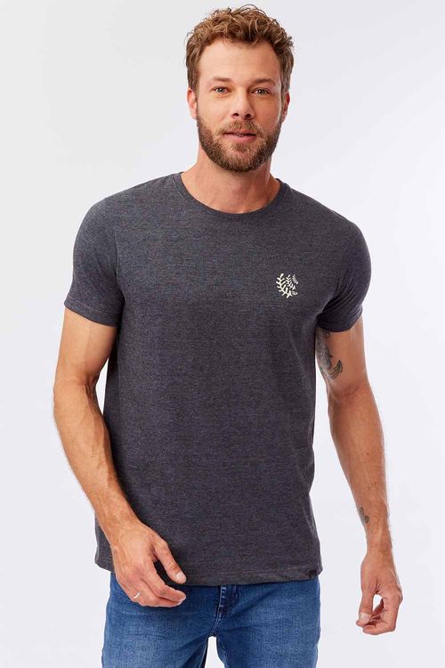 T-Shirt Estampada Premium Fit Sem Costura Lateral Grafite