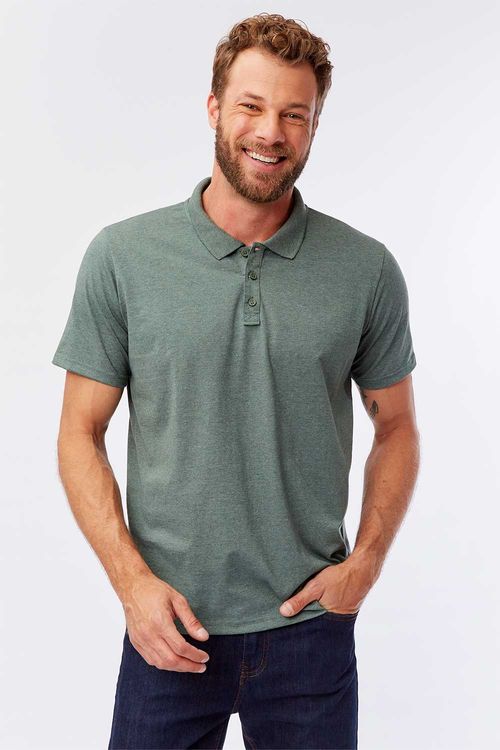 Polo Básica Fit Mescla Verde