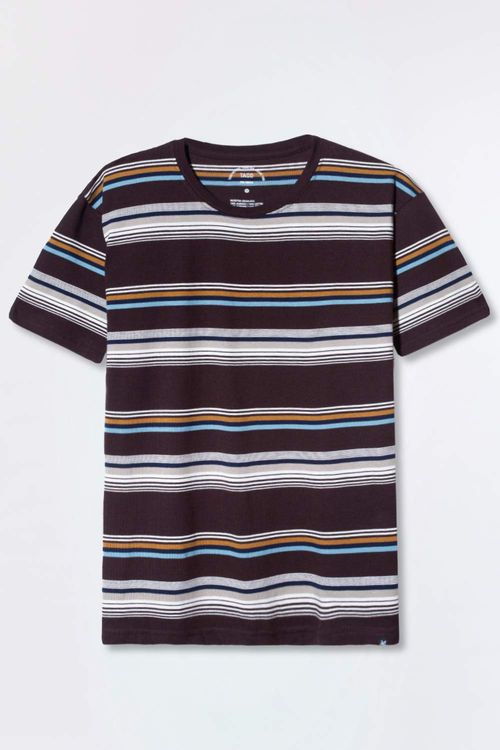 T-Shirt Listrada Fio Tinto Vinho