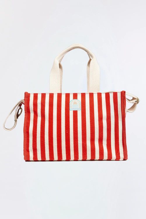 Bolsa Tote Listrada Vermelha